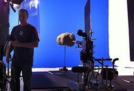 A model of an ateroid mounted on Model Mover 1, fitted with the Optex Excellence, which makes it appear enormous.